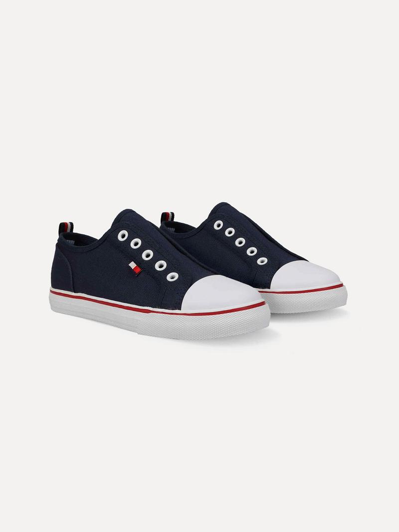 Fiú Tommy Hilfiger Laceless Tornacipő Sötétkék | HU 2323QMA